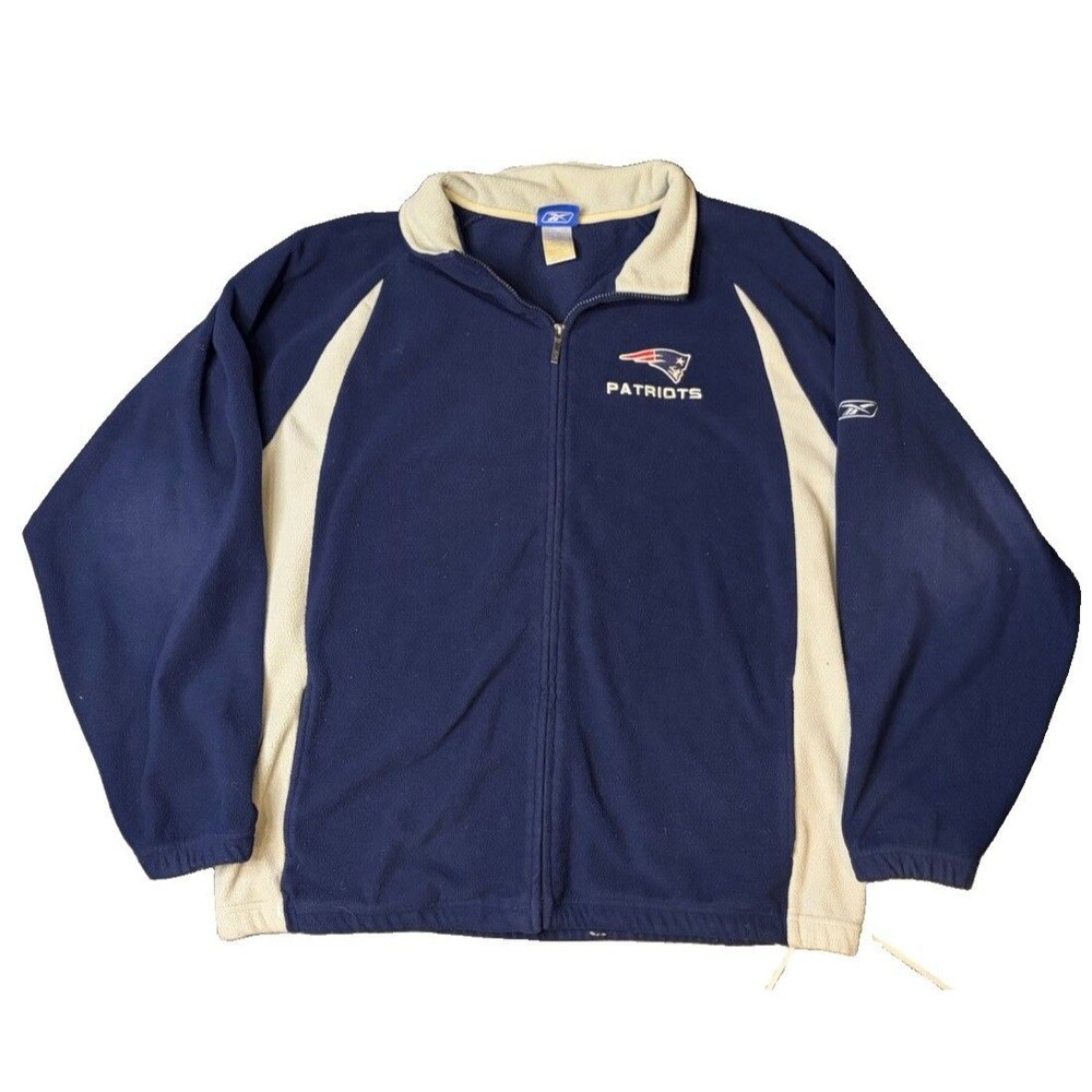Vintage Reebok New England Patriots Fleece Zip Up Jacket Men’s Size 2XL